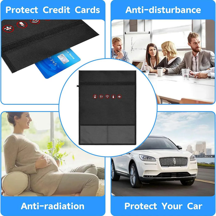 RFID Signal Blocking Faraday Pouch — Phone, Cards & Key Fob Shield