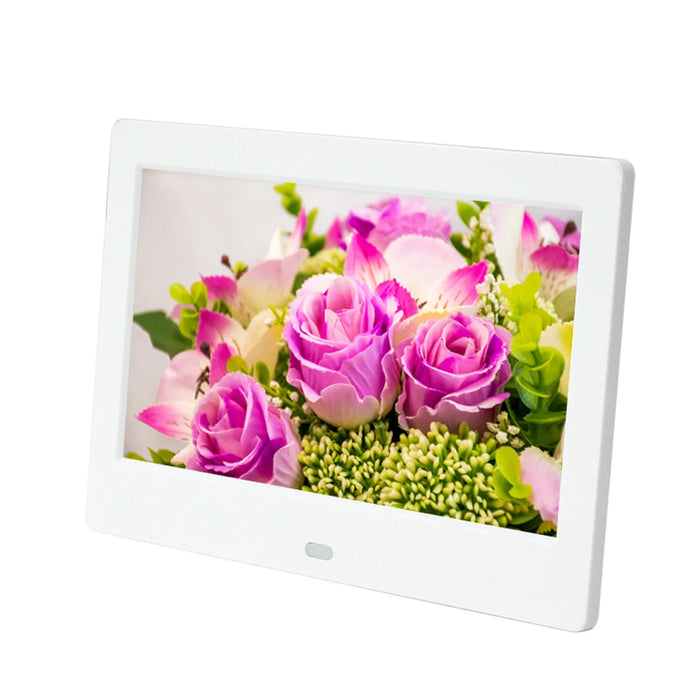 7-inch Digital Photo Frame — 16:9 LED Display, Photo, Video & Music, Clock & Calendar