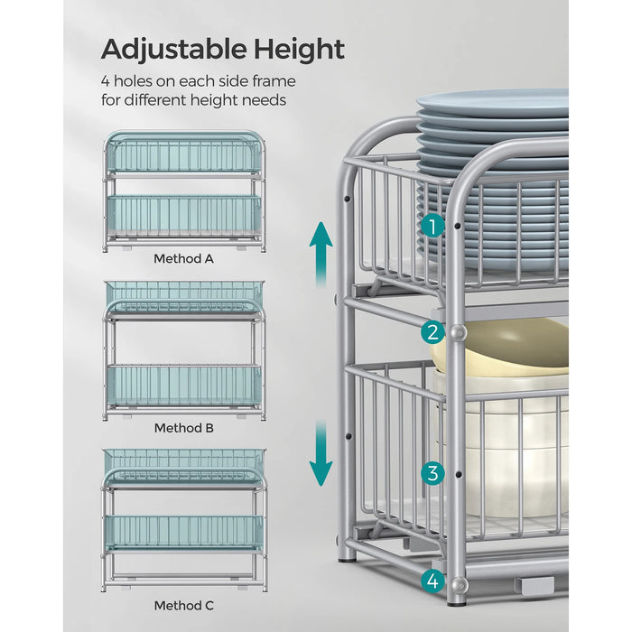 2-Tier Under-Sink Cupboard Organiser with Sliding Basket Drawers, Stackable