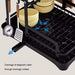 2-Tier Wrought Iron Dish Drainer with 360° Drainage & Drainboard