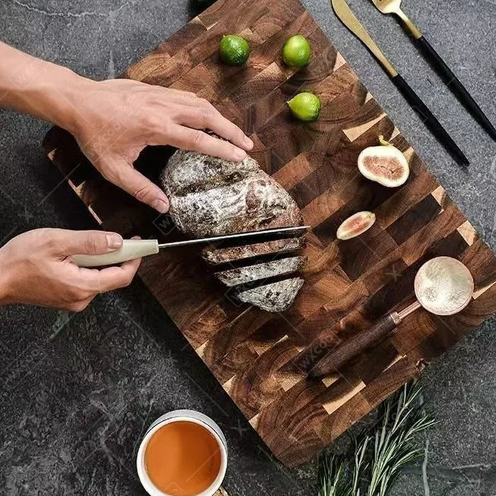 Thick Acacia Double‑Sided Checkerboard Cutting Board – Non‑slip Solid Wood