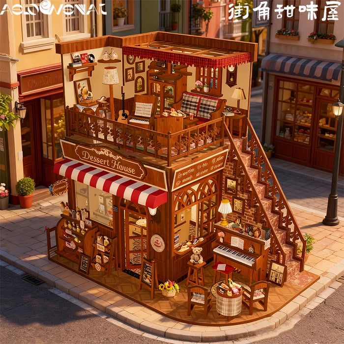 Cute Cake Shop 3D Wooden Book Nook Kit — DIY Miniature Bookshelf Dollhouse Bookend