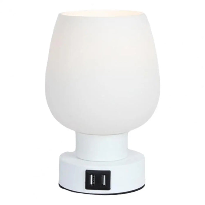 Nowoczesna lampka biurkowa LED z dotykową regulacją - ściemnialna, bez migotania, biała szklana osłona, lampka nocna - idealna do łatwego oświetlenia przy łóżku