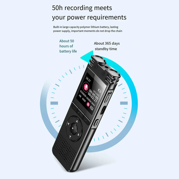 Pen Voice Recorder — 1.44in Colour Screen, Dual Mic, 500mAh, Up to 128GB