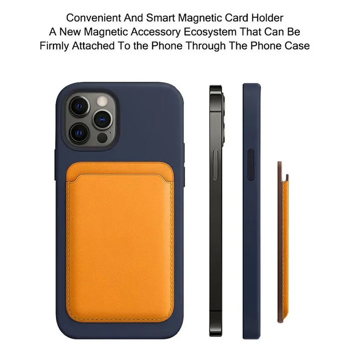 Magnetic Leather Wallet Card Holder MagSafe Phone Stand for iPhone 11–15 Series