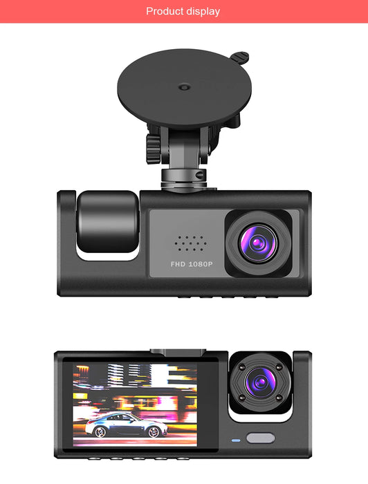 1080P Car Dash Cam — 2/3‑Channel Front, Inside & Optional Rear Camera with Night Vision