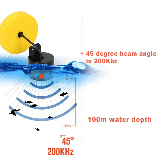 Portable Colour LCD Fish Finder – 100m Depth, Wired Sonar