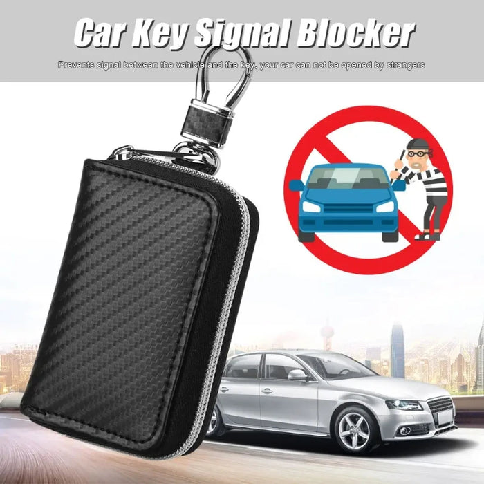 RFID Key Fob Signal Blocker Pouch — Faraday Car Key Case (Black)