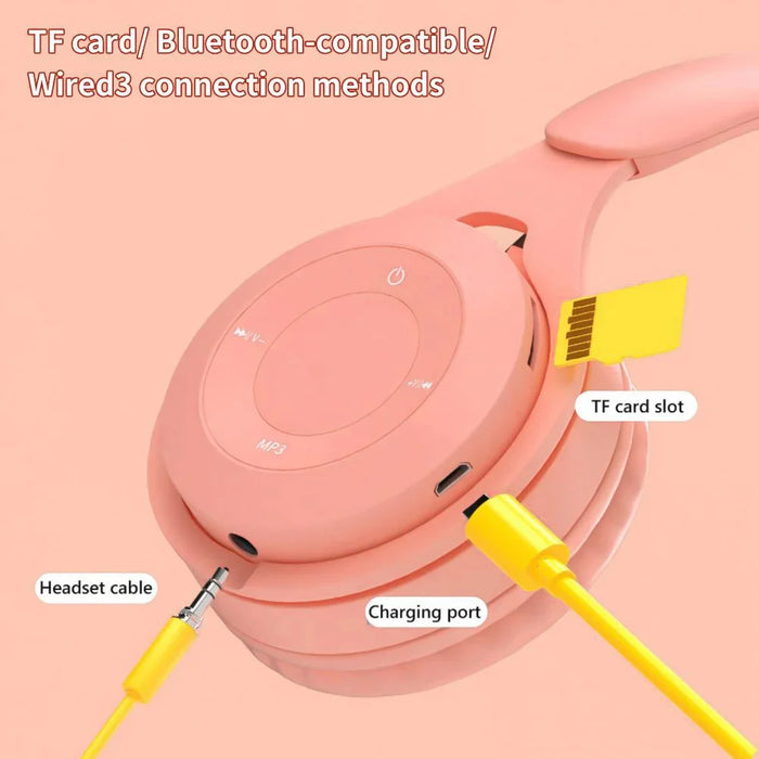 Y08 Macaron Wireless Bluetooth Headphones with Mic — Stereo Headband for Kids & Gaming