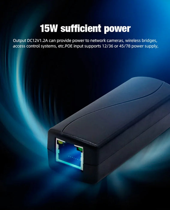 PoE Splitter 48V to 12V DC 1.2A for IP CCTV Cameras – 100 metres