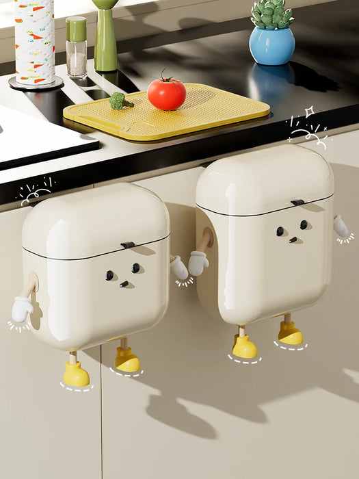 Cream Wall-mounted Kitchen Bin with Lid — 9L / 12L (DIY option)