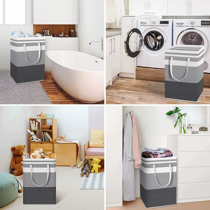 75L Large Collapsible Laundry Basket, Waterproof Tall Clothes Hamper with Extended Handles