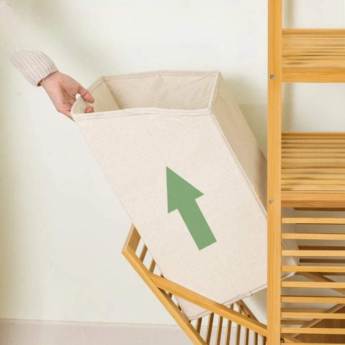 3/4-Tier Bamboo Laundry Hamper & Bathroom Rack with Pull-Out Shelves
