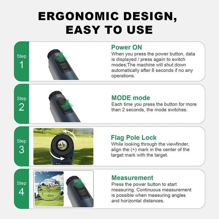 1000m Laser Rangefinder 6x — Slope & Flag Lock, Vibration Feedback, Angle Measurement