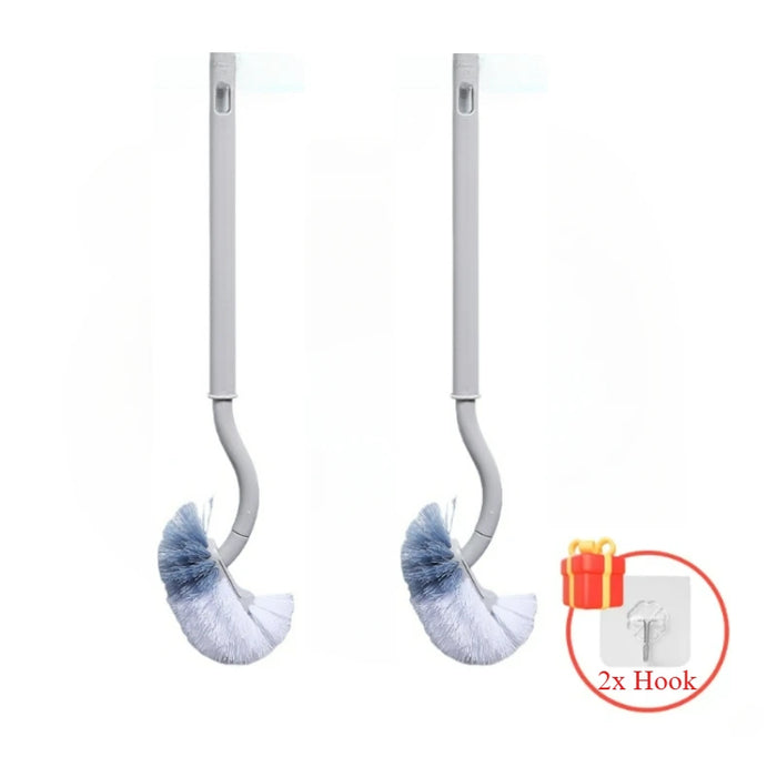 S‑Shaped Wall‑Mounted Toilet Brush, Long Handle, Soft PP Bristles, 39×11cm