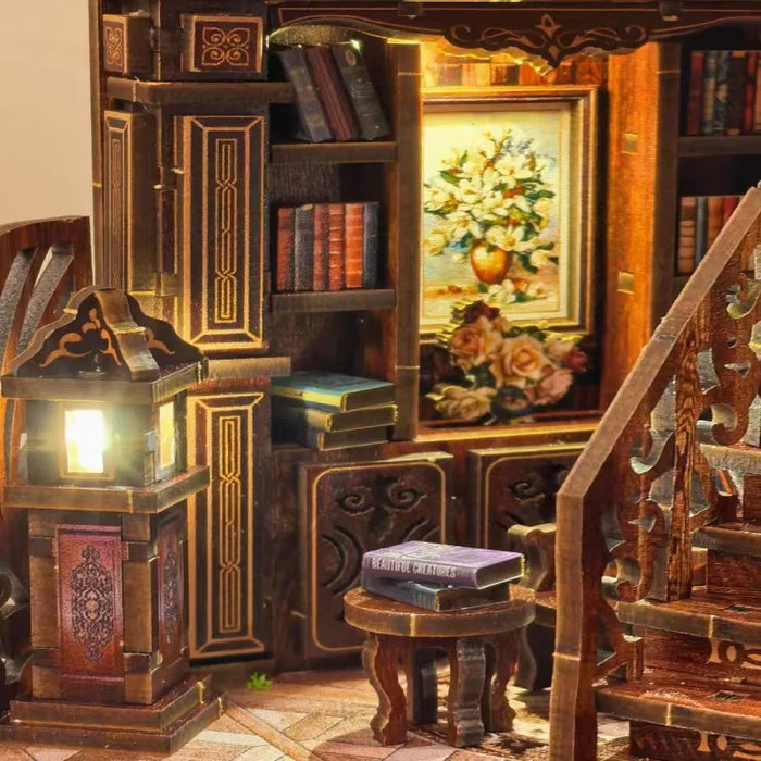 Retro Dreamy 3D Wooden Miniature House Kit — DIY Bookshelf Insert