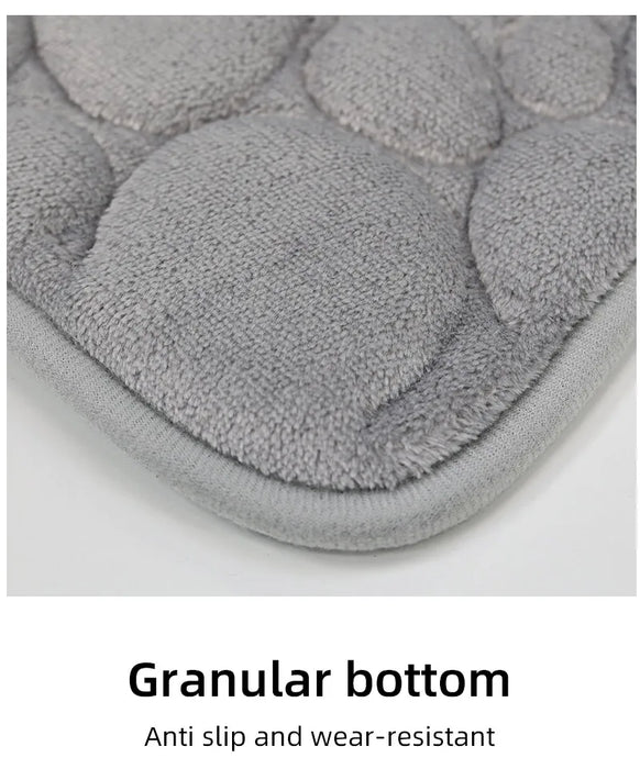Three‑Piece Stone‑Pattern Microfibre Bathroom Mat Set — Water‑Absorbent & Non‑Slip