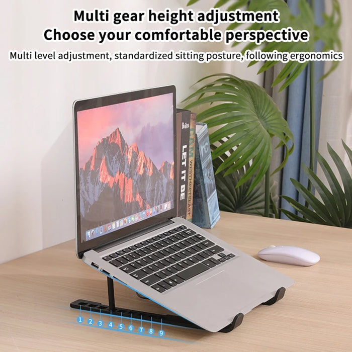 Foldable Laptop Cooling Stand with Single Fan - Portable Elevated Notebook Holder