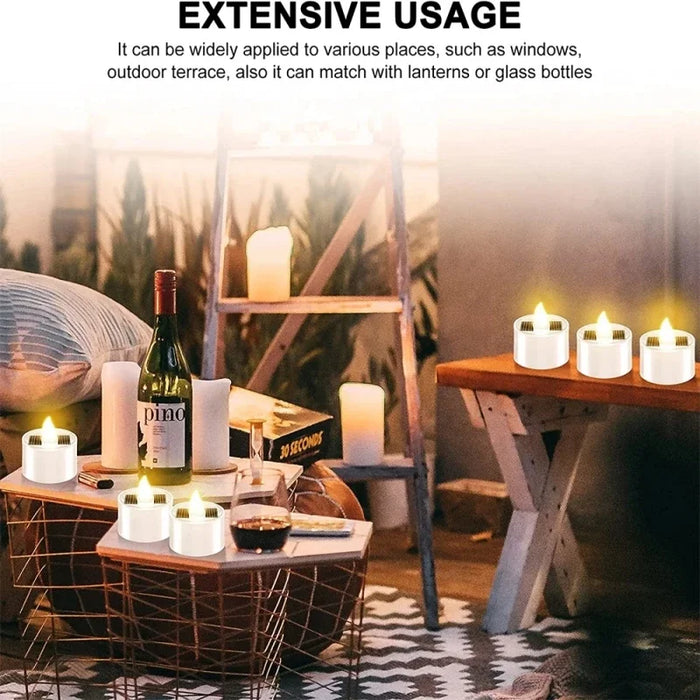 Solar Tea Light LED Candles – Rechargeable, Flameless, Waterproof for Garden & Home