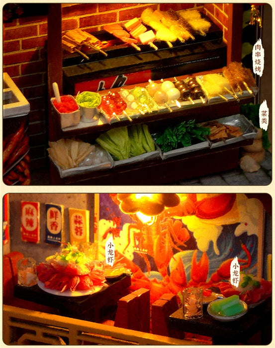 Retro Street-Food Book Nook DIY Wooden Miniature Kit — Shelf Insert