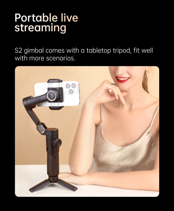 3-Axis Handheld Gimbal Stabiliser SmartXE — AI Face Tracking for iPhone & Android