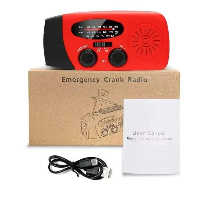2000mAh Hand‑Crank Emergency Radio with LED Torch, USB & Solar Charging