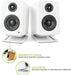 Pair of metal desktop speaker stands for 3–4 inch bookshelf speakers — white or black