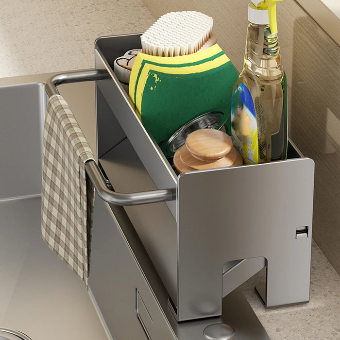Kitchen Sink Stand & Sponge Holder – Metal Dish Drainer Organiser (Grey/White/Black)