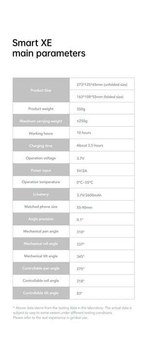3-Axis Handheld Gimbal Stabiliser SmartXE — AI Face Tracking for iPhone & Android