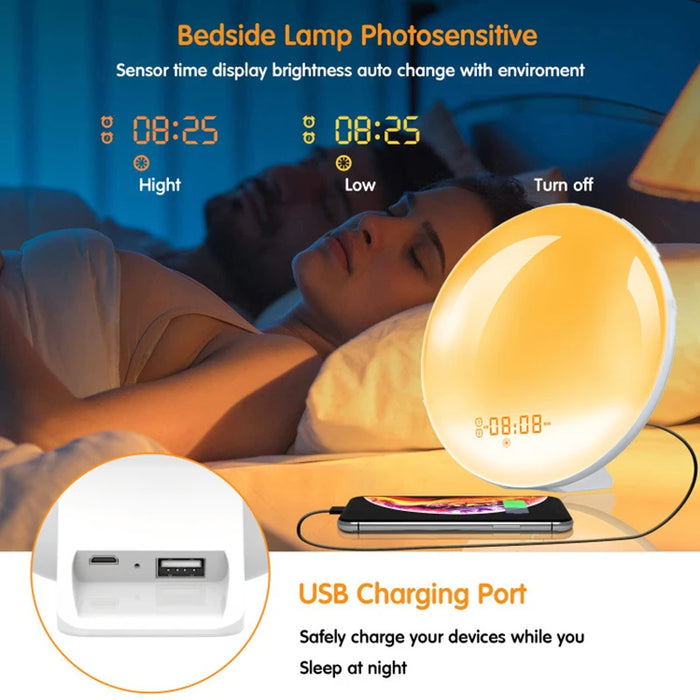 Wake-Up Light Alarm Clock with Sunrise/Sunset Simulation, Dual Alarms, FM Radio & Natural Sounds