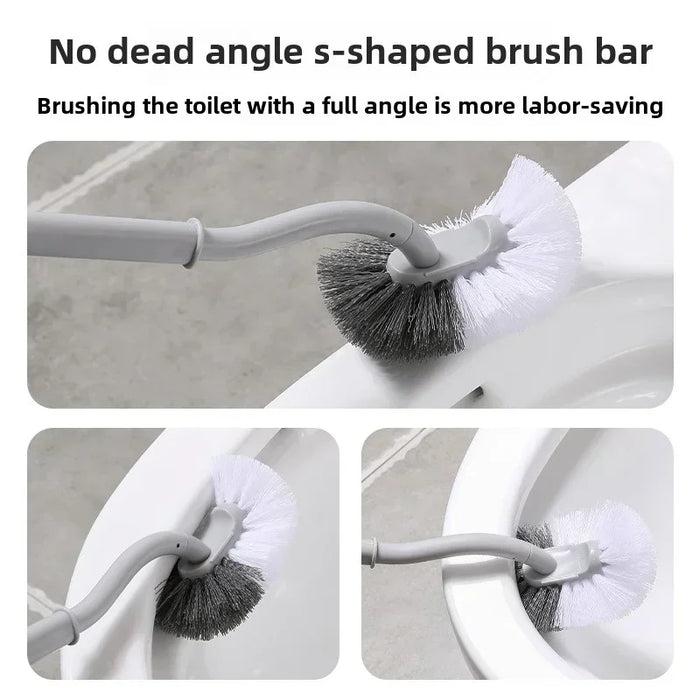 S‑Shaped Wall‑Mounted Toilet Brush, Long Handle, Soft PP Bristles, 39×11cm