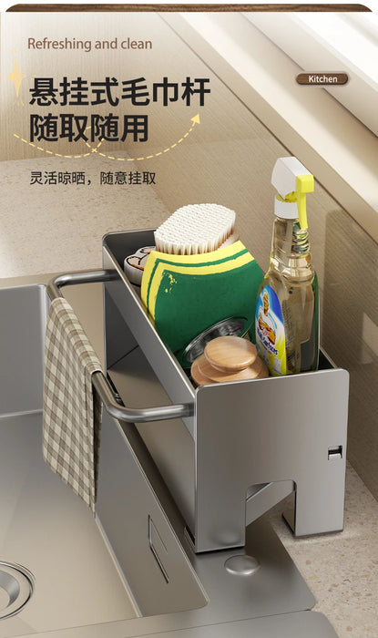 Kitchen Sink Stand & Sponge Holder – Metal Dish Drainer Organiser (Grey/White/Black)