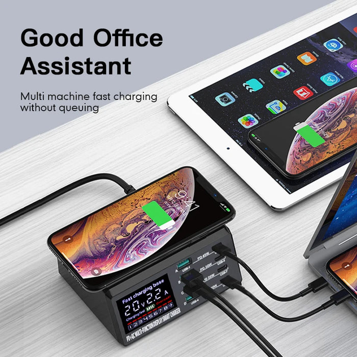 110W 8-Port USB Charging Station — 45W PD USB-C, QC3.0 & 15W Wireless (GaN)