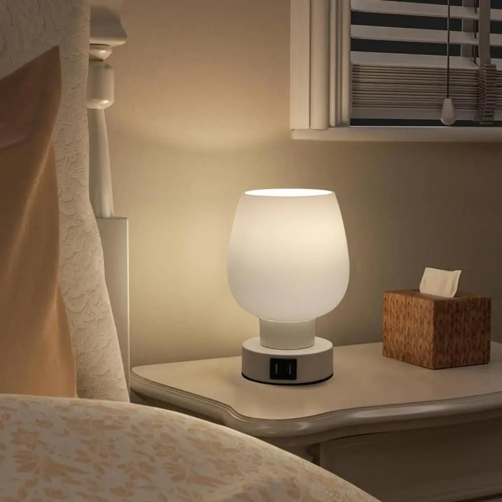 Moderne Touch-Steuerung LED-Schreibtischlampe - Dimmbar, Flimmerfrei, Weißer Glasschirm Nachtlicht - Perfekt für einfache Beleuchtung am Bett