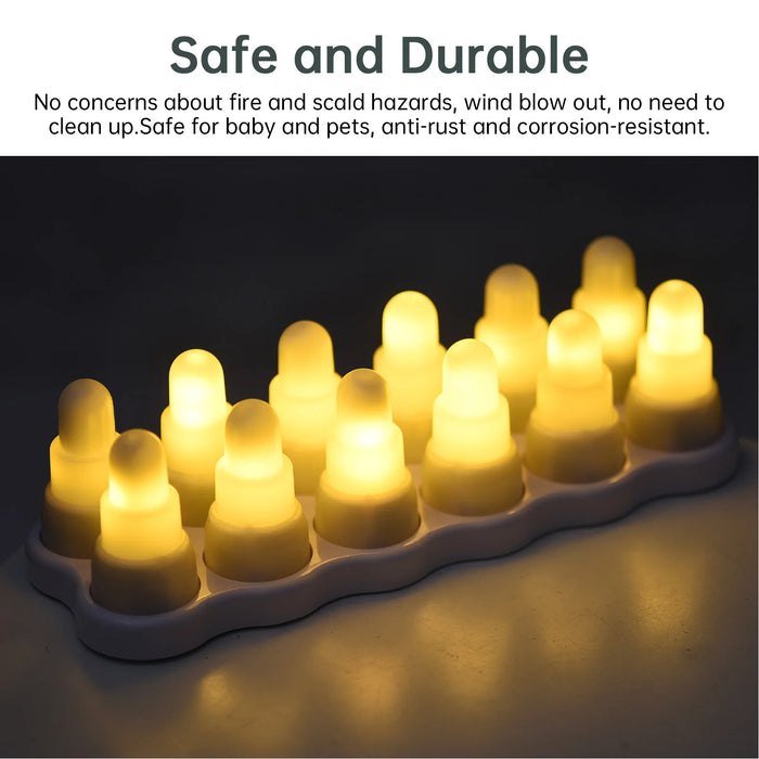 12-Pack USB Rechargeable Flameless LED Tealight Candles with Remote & Timer