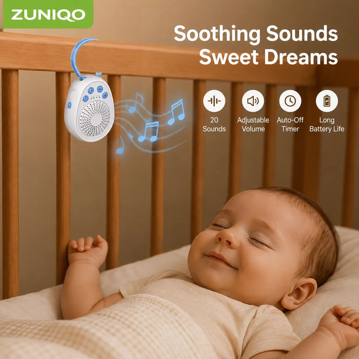 Portable White Noise Machine for Babies — 20 Soothing Sounds, USB Rechargeable & Battery