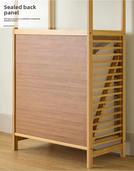 3/4-Tier Bamboo Laundry Hamper & Bathroom Rack with Pull-Out Shelves