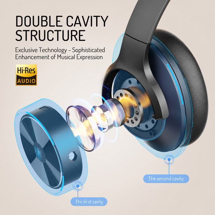 Oneodio Série A - Casque sans fil Bluetooth 5.0 à réduction active du bruit - Microphone intégré, charge Type C et étui de transport - Garantie prolongée de 2 ans incluse