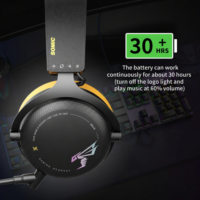 Série SOMiC G - Casque de jeu sans fil avec micro amovible - 3 modes de connexion : Bluetooth, clé USB 2,4 G, filaire 3,5 mm - Compatible avec PS5 / PS4 / PC / ordinateur / téléphone / XBOX / commutateur