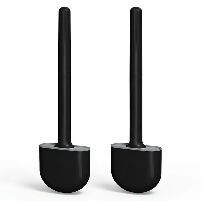 Wall-Mounted Silicone Toilet Brush Set — Easy Install, Long Handle with Portable Holder