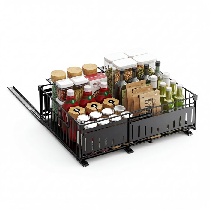 Expandable Pull-Out Cabinet Organiser — Slide-Out Drawer Storage Shelf for Kitchen
