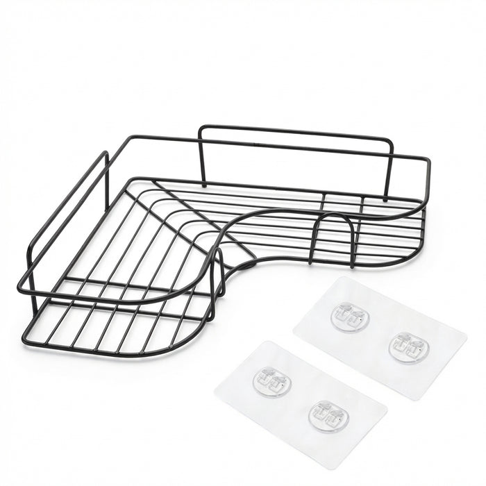 1pc Stainless Steel Corner Shower Caddy — No‑drill Wall‑Mounted Bathroom Organiser