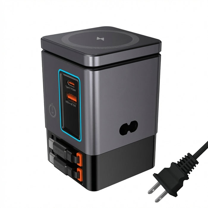 6‑in‑1 Charging Station with Retractable USB‑C — Multi‑Device Power Tower