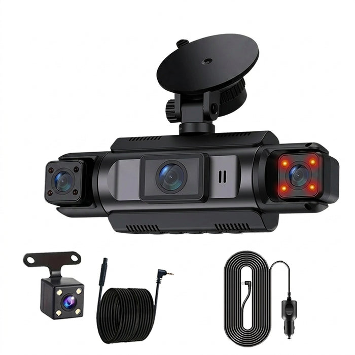 4-Channel Car Dash Cam with Wi‑Fi — FHD 1080p Front, Side & Rear, Night Vision, Hardwire Option