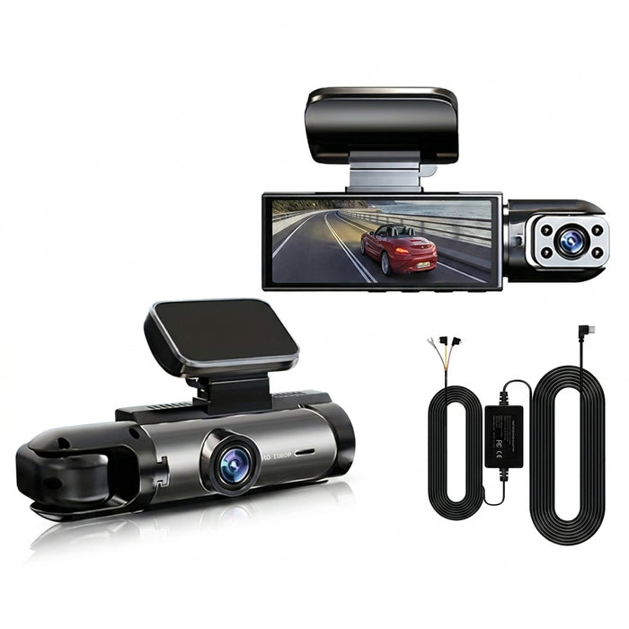1080P Wi‑Fi Dual Dash Cam — Front & Interior, Night Vision, Loop Recording