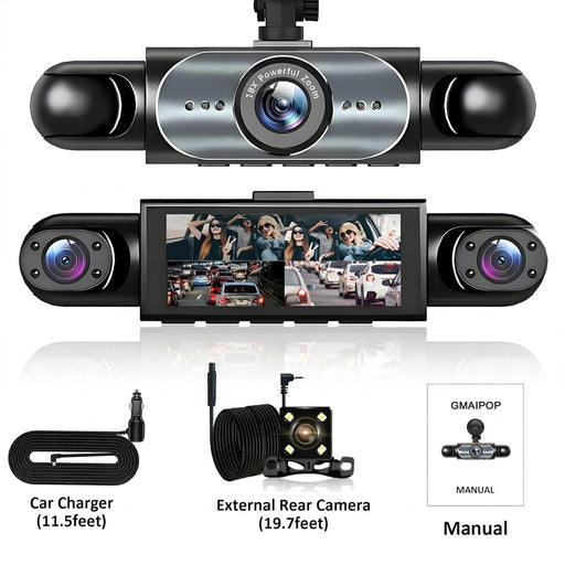 4‑Channel Dash Cam with 170° Front Lens, Night Vision & 24/7 Parking Monitor