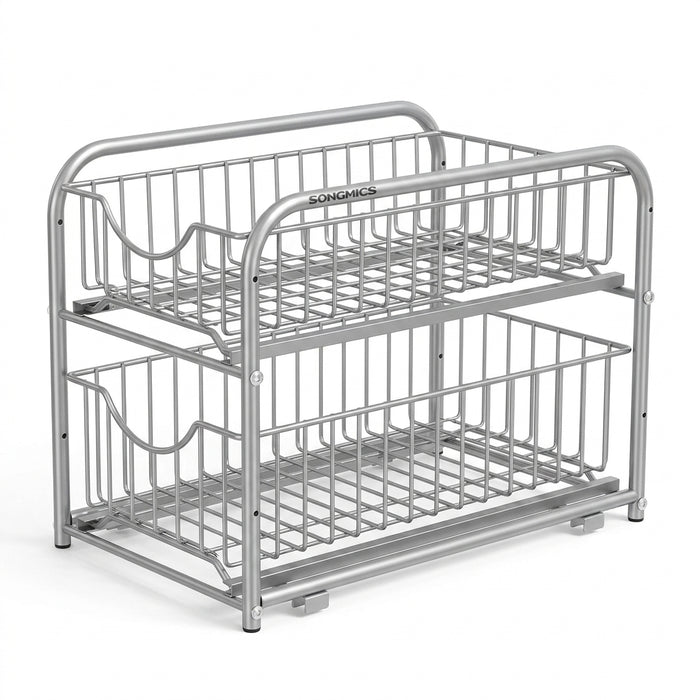 2-Tier Under-Sink Cupboard Organiser with Sliding Basket Drawers, Stackable