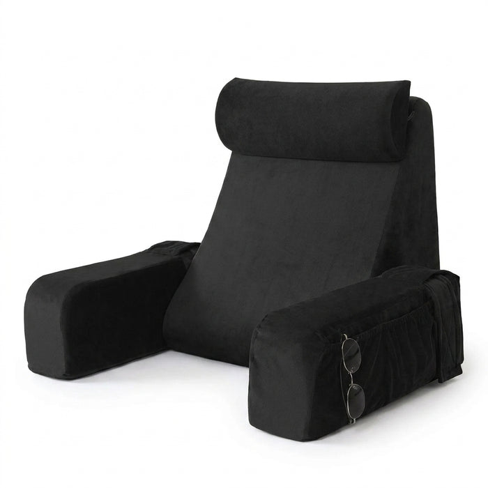 Extra-Large Memory Foam Reading Pillow with Armrests — Bed & Chair Backrest for TV and Gaming