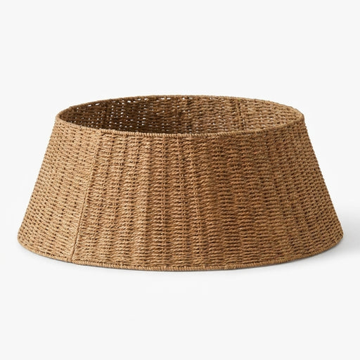 28-Inch Woven Wicker Christmas Tree Collar with Cord Cut-Out