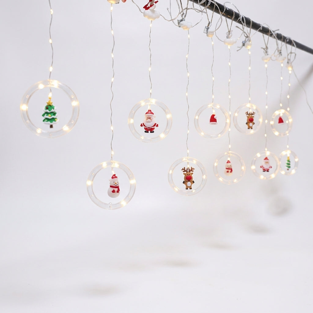 10 LED Christmas Fairy Lights with Festive Window Decorations, 3 m USB String Lights